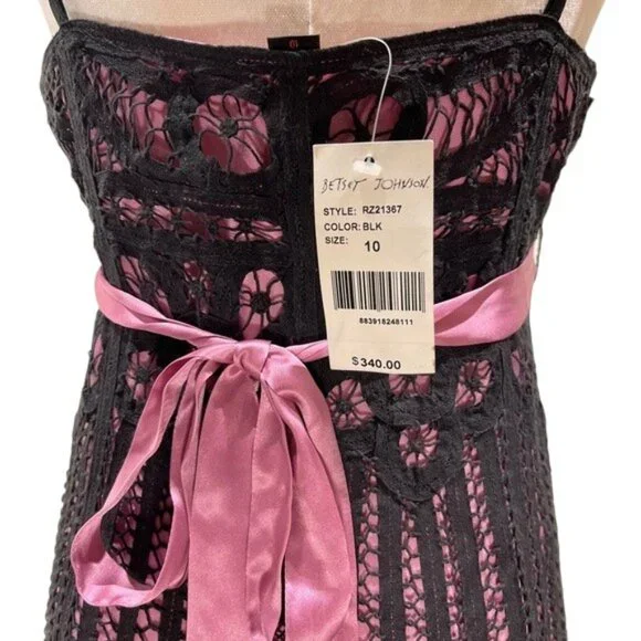 Betsey Johnson Y2K VINTAGE Black and Pink Lace Dress NWT Betsey Johnson Y2K VINTAGE Black and Pink Lace Dress NWT